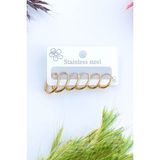 Trend Collection Kadın Gold Klasik Halka Paslanmaz Çelik Küpe Set (6 Adet)