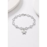 TREND COLLECTİON Kadın Gümüş Taşlı Yıldız Charm Zarif Bileklik (i love you )