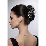Trend Collection Şık Fiyonk Tasarımlı Metal Saç Tokası Gümüş Renk Kadın Topuz Tokası