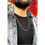Trend Collection Yassı Italyan Model Snake Yılan Kolye 316 L Çelik Erkek Zincir - Gümüş