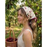 Trend Dokunuş 50-50 Saten Kadın Kirazlı Fular Bandana - Kiraz Kırmızısı
