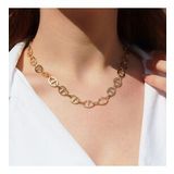 Trend Düğme Modeli Zirkon Taşlı Gold Kaplama Gümüş Kolye