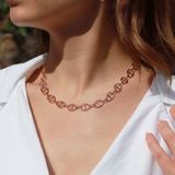 Trend Düğme Modeli Zirkon Taşlı Rose Gold Kaplama Gümüş Kolye