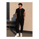 TREND EMMODA Erkek Komando Operasyon Grafik Baskılı Sıfır Kol Yuvarlak Bisiklet Yaka Siyah Tişört / Tshirt