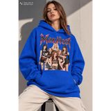 TREND EMMODA Kadın Oversize Manifest Baskılı Kanguru Cepli Kapüşonlu Sweatshirt