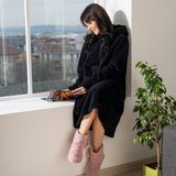 Trend Gibi Wellsoft Kapşonlu Giyilebilir Tv Battaniyesi Unisex - Siyah - 70 x 105 cm