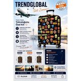 Trend Global Kabin Boy Valiz Kılıfı Esnek Valiz Bavul Koruyucu Kılıfı Desenli airport - KABİN BOY - Eyfel