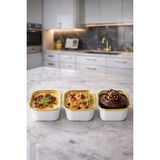 Trend Hediye Sepeti 25'li Kare Beyaz Gold Cupcake, Muffin Kek Kalıbı, Airfryer Uyumlu