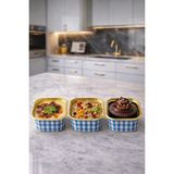 Trend Hediye Sepeti 25'li Kare Mavi Pötikare Gold Cupcake, Muffin Kek Kalıbı, Airfryer Uyumlu
