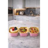 Trend Hediye Sepeti 25'li Kare Pembe Gold Muffin Kek Kalıbı , Tatlı Kasesi , Aşure Kabı , Airfryer Uyumlu
