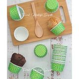 Trend Hediye Sepeti 25'li Yeşil Puantiyeli Cupcake Kalıbı, Muffin Kek Kalıbı, Kek Kapsülü, Airfryer Uyumlu