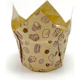 Trend Hediye Sepeti 50'li Kalın Lale Kapsül Kraft Kek Desenli Muffin Kek Kalıbı, Içi Yağlı K - Renkli