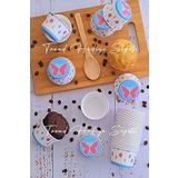 Trend Hediye Sepeti Beyaz Kelebek Desenli Renkli Muffin Cupcake Kalıbı Kek Kapsülü 50'li