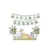 Trend Hediye Sepeti İyi Ki Doğdun Yazısı Doğum Günü Banner, Safari Konsept Temalı Flama, Baby Animal
