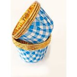 Trend Hediye Sepeti Mavi Pötikare Gold Muffin Cupcake Kalıbı Kek Kapsülü 25'li