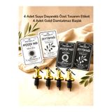 Trend Home Life 4 Adet 1. Kalite Gold Damlatmaz Yağdanlık Tıpası 4 Adet Suya Dayanıklı Etiket Sticker 7x10cm