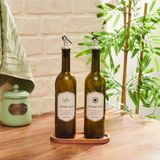 Trend Home Life Ahşap Stantlı Amber 2'li 750 ml Zeytinyağı Sıvıyağ Şişesi Yağdanlık Yağlık