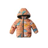 Trend Kamyonet & Dinozor Desenli İçi Polar Astarlı Kapüşonlu Kışlık İçi Peluş Erkek Bebek Mont Şişme 1 YAŞ