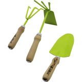 Trend Kapında Eltos EBS-003 3pcs Bahçe Hobi Seti Renkli Metal Çift Başlı Çapa - 3 Dişli Tırmık - Kürek Ahşap Saplı - Belirtilmemiş