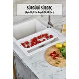 Trend Kapında Lavoba Içi Sürgülü Açılır Kapanır Sebze Meyve Süzgeci Beyaz (Açık 38,5 cm Kapalı 34,50 cm ) - Belirtilmemiş