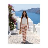 Trend Kapında Yazlık Ajurlu Zigzag Desenli Triko Pantolon