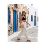Trend Kapında Yazlık Rahat Kalıp Bohem Stil Triko Pantolon
