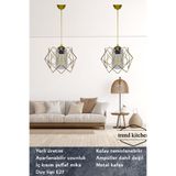 Trend Kitchen 2 Adet Golden Tasarım Mutfak, Koridor, Salon, Oturma Odası Sarkıt Şeffaf Mika Camlı Sarkıt Avize