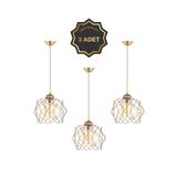 Trend Kitchen 3 Adet Bal Mika Camlı Golden Salon Mutfak Banyo Yatak Odası Çocuk Odası Antre Sarkıt Avize