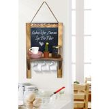 Trend Kitchen Ahşap Yazı Tahtalı Mutfak Rafı Ve Kupa Bardak Askılığı
