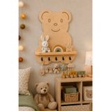 Trend Kitchen Milo Ayıcık Model 5 Askılı Dekoratif Bebek Odası Askılık ve Çocuk Odası Ve Oyuncak Duvar Rafı