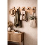 Trend Kitchen Prau Modern Siyah Metal Kancalı Ahşap Antre, Hol Ve Portmanto Duvar Askılığı