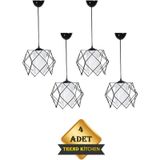 Trend Kitchen Siyah Tasarım Beyaz Mika Camlı Salon Mutfak Banyo Yatak Odası Çocuk Odası Avize 4 Adet