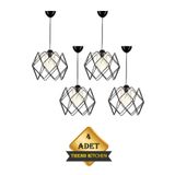 Trend Kitchen Siyah Tasarım Şeffaf Mika Camlı Salon Mutfak Banyo Yatak Odası Çocuk Odası Avize 4 Adet