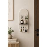 Trend Kitchen Vento Premium Dekoratif Çift Renl Raflı Anahtarlık 3 Kancalı Ahşap Duvar Anahtar Askılığı Modern Giriş Holü Organizeri