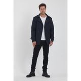 Trend Kombin Erkek Lacivert Kruvaze Yaka Kemer Detaylı Slim Fit Trençkot - XL