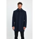 Trend Kombin Erkek Lacivert Regular Fit Kaşe Kaban