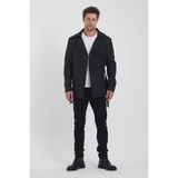 Trend Kombin Erkek Siyah Kruvaze Yaka Kemer Detaylı Slim Fit Trençkot - XL