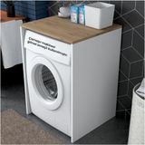 Trend Konsept Rani Kd103 Çamaşır - Kurutma Makinesi Dolabı Kapaksız Beyaz - Sepet Ceviz