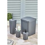Trend Lüx Fitil Çizgili Desenli 4'lü Plastik Banyo Seti, Antrasit, Çöp Kovası, Tuvalet Fırçası, Sabunluk, Diş Fırçalık