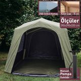 Trend Maison 210D Oxford Soba Baca Çıkışlı Şişme Çadır 290X290XH220 Haki + Pompa Dahil