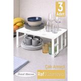 Trend Maison 3 Adet Çok Amaçlı Metal Dolap İçi Raf Düzenleyici Mutfak & Banyo Organizer Rafı