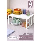 Trend Maison 4 Adet Çok Amaçlı Metal Dolap İçi Raf Düzenleyici Mutfak & Banyo Organizer Rafı 4 ADET