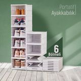 Trend Maison 6 Raflı Katlanabilir Plastik Ayakkabılık Düzenleyici Portatif Beyaz Tasarım