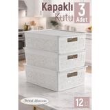 Trend Maison Çok Amaçlı Düzenleyici Organizer 12 L. Plastik Kapaklı Saklama Kutusu - Beyaz