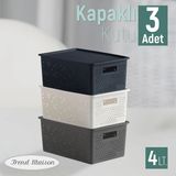 Trend Maison Çok Amaçlı Düzenleyici Organizer 4 L. Plastik Kapaklı Saklama Kutusu 3 Adet - Renkli