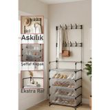 Trend Maison Çok Amaçlı Portatif Ayakkabılık ve Askılık 4 Katlı Şeffaf Ayakkabı Düzenleyicisi
