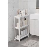 Trend Maison Çok Amaçlı Raf Ünitesi 3 Katlı Slim Tekerlekli Mutfak Banyo Düzenleyici Organizer Vesken Beyaz