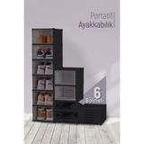 Trend Maison Katlanabilir Portatif 6 Katlı Ayakkabılık Plastik Ayakkabı Düzenleyici Organizer Siyah