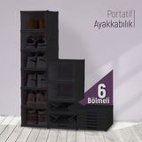 Trend Maison Katlanabilir Portatif 6 Katlı Plastik Ayakkabılık Düzenleyici - Siyah