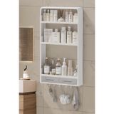 Trend Maison Premium Yapışkanlı Duvar Rafı Banyo Mutfak Havluluk Şeffaf Organizer Çekmeceli Duş Rafı Delme Yok
